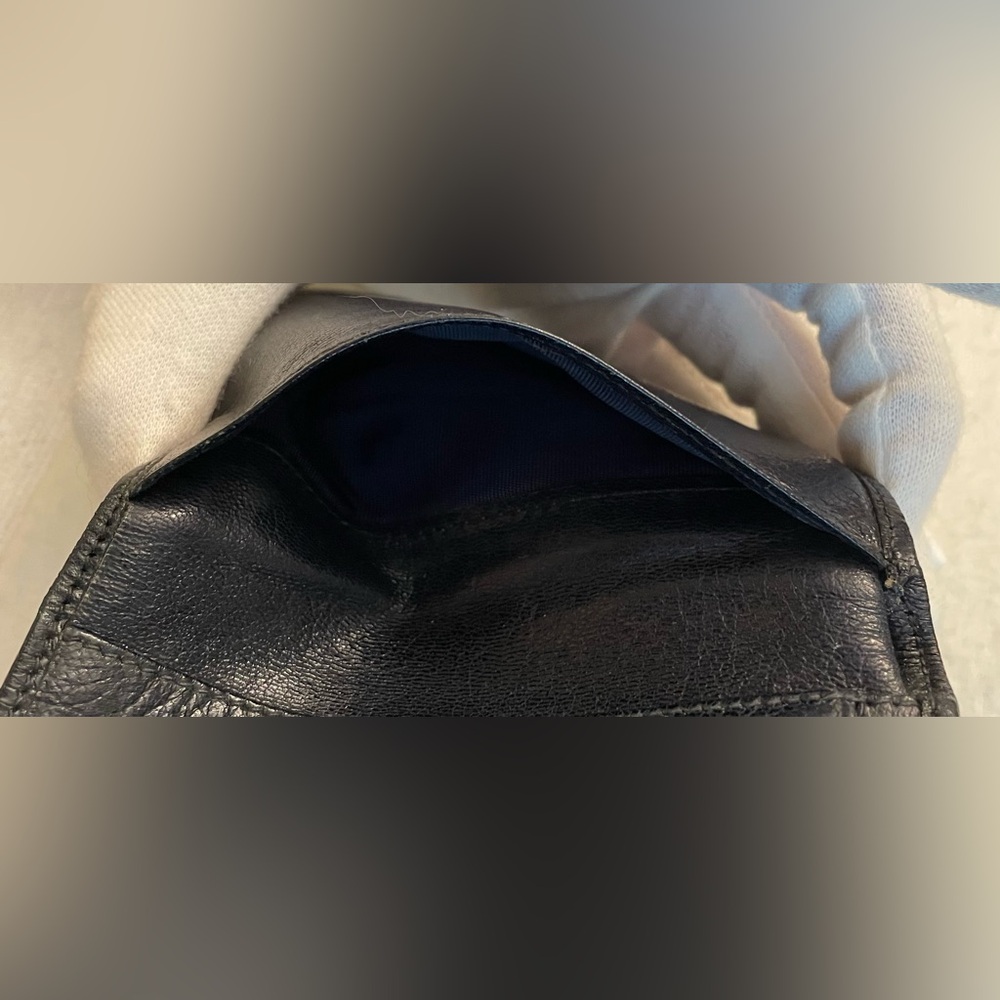 Celine Authentic Beige and Navy Blue Fabric Wallet with Golden Plaque - Picture 7 of 14